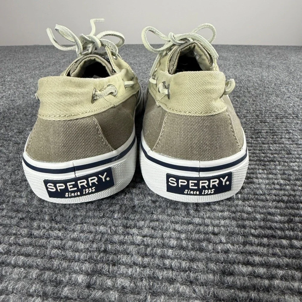 Sperry Top-Sider Bahama II Mens 8.5 Tan Khaki Canvas Boat Shoe Sneaker STS22019